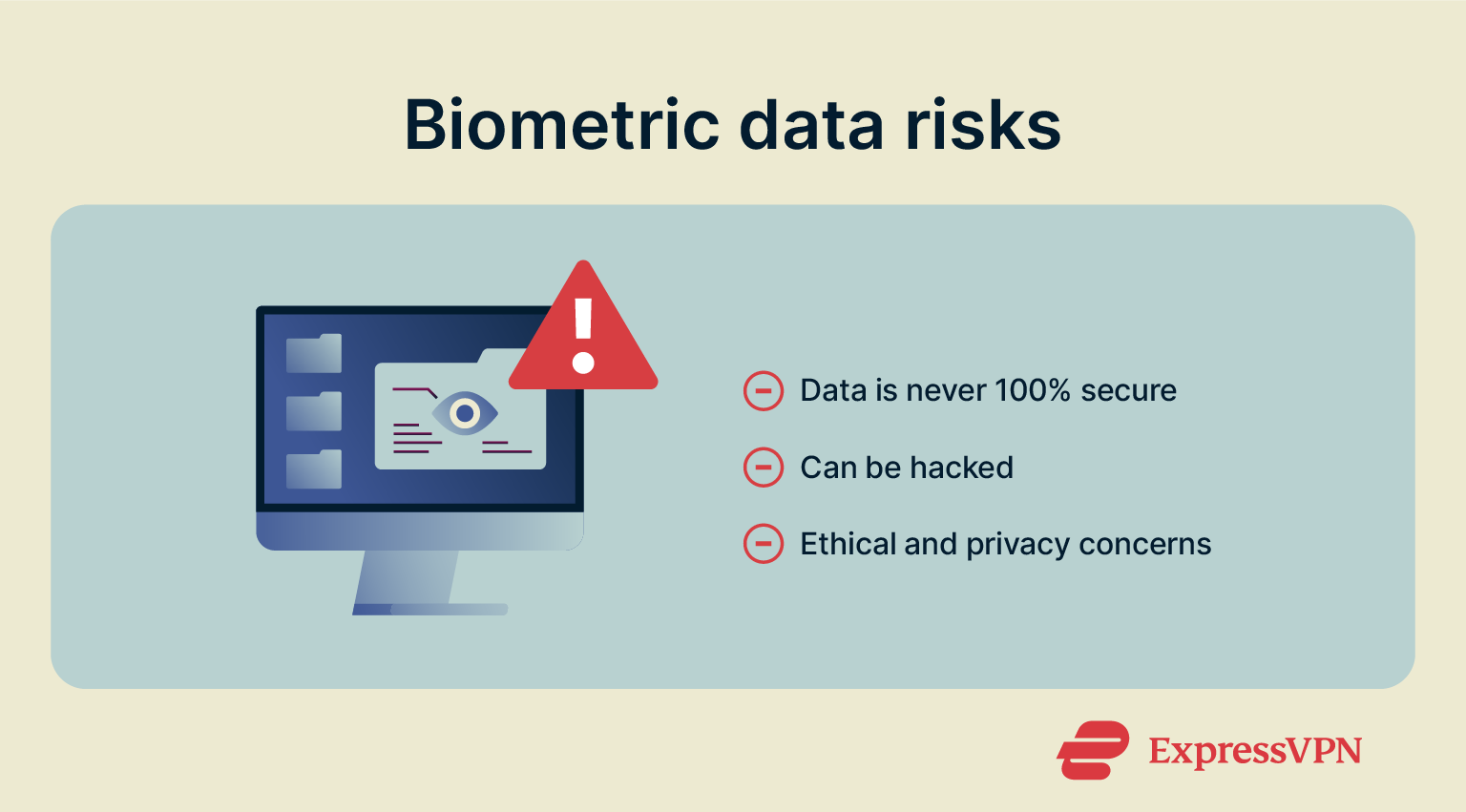 A list of some of the downsides and risks that biometrics bring.