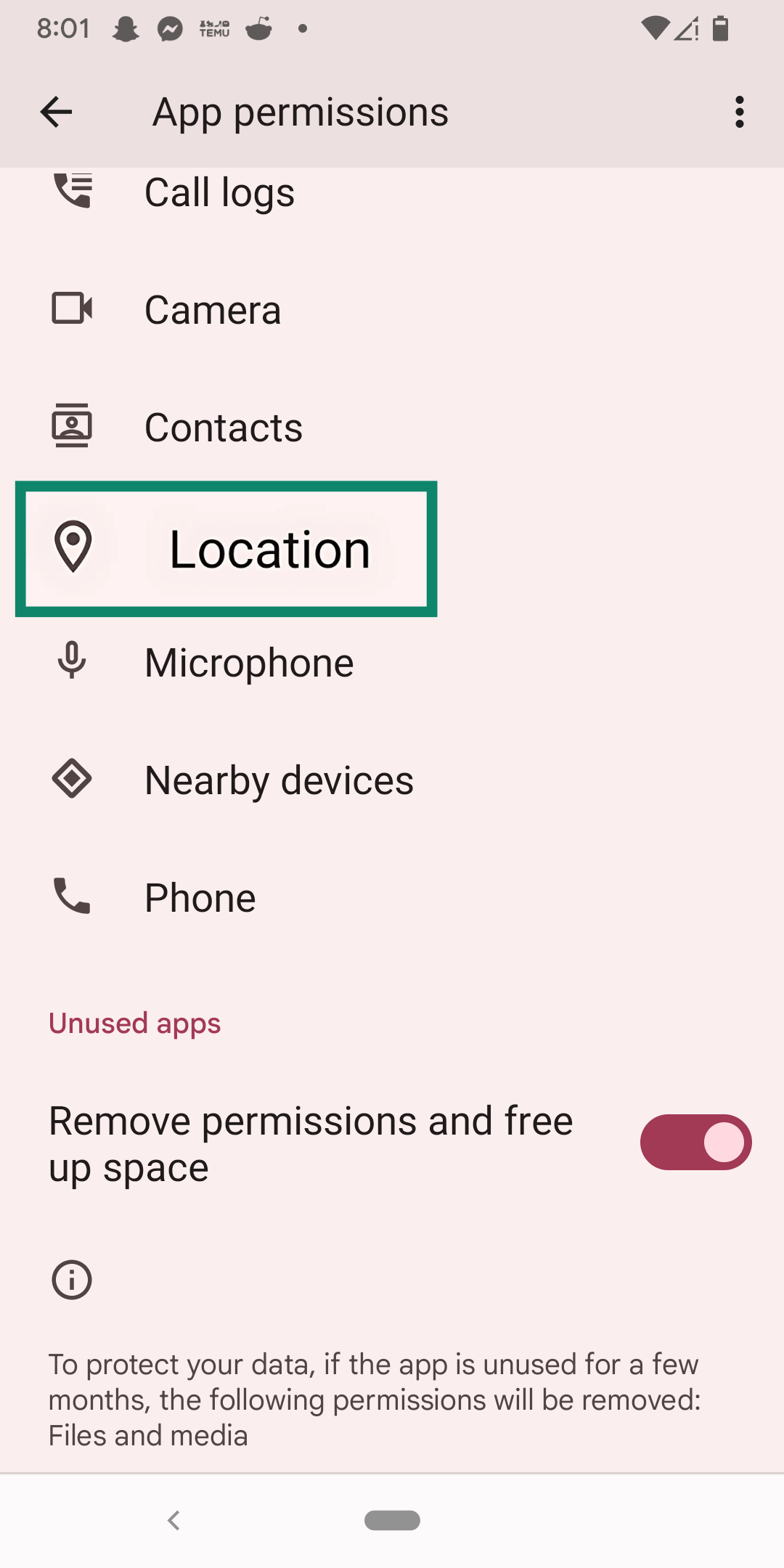 Finding Location in Facebook Permissions.