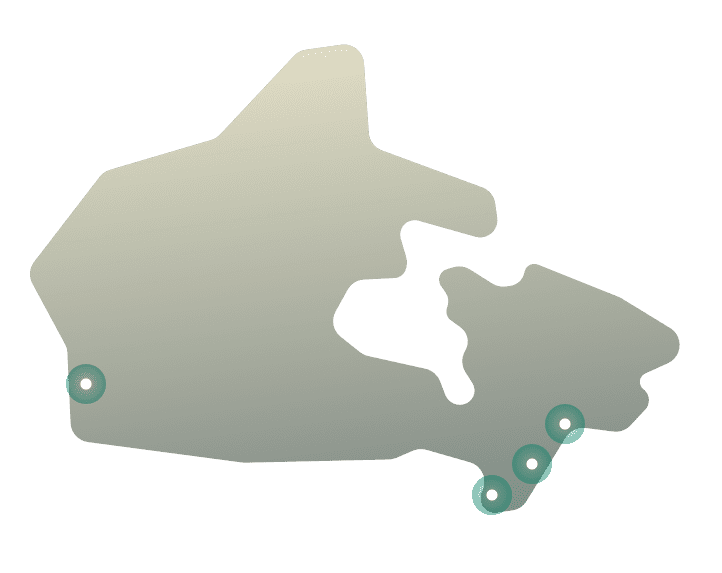 Map of VPN server locations in Canada.