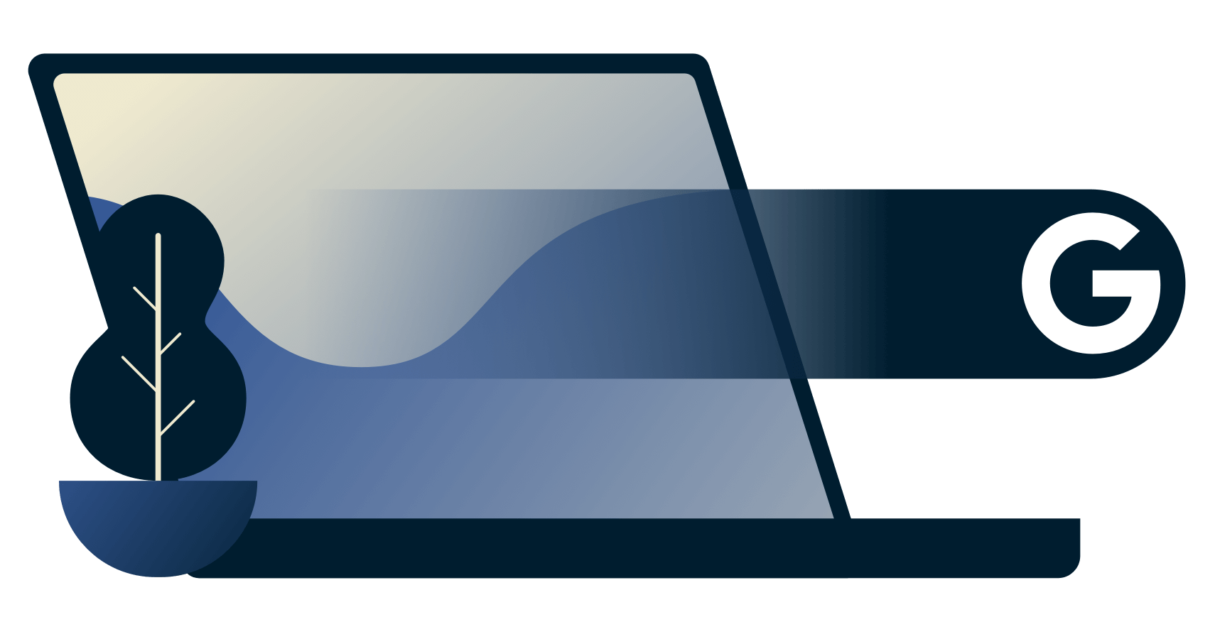 Icône Google sortant d'un ordinateur portable.