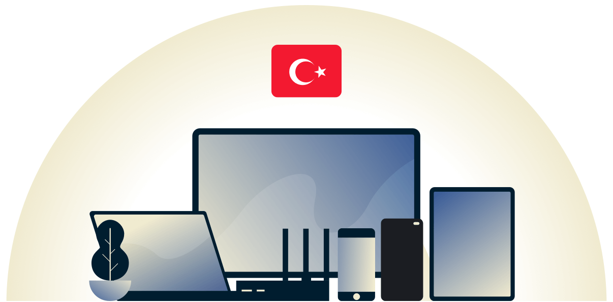 Çeşitli cihazları koruyan Türkiye VPN.