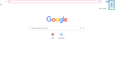 Google Chrome homepage with menu button